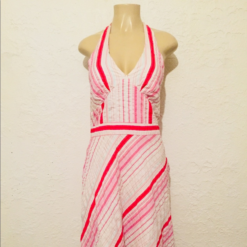 Donna Ricco soft cotton linen halter dress *